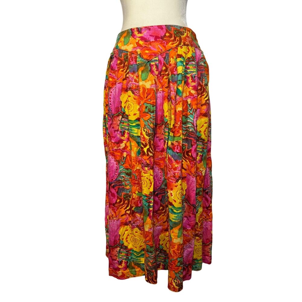 90s Floral Maxi Skirt Vintage Colorful Boho Cottagecore Size: Medium - Picture 4 of 6